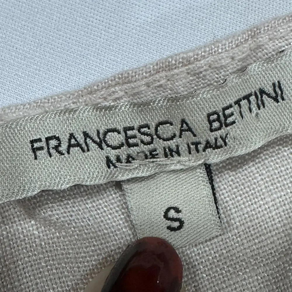 FRANCESCA BETTINI Dress Womens S Pale Pink Shift Short Bell Sleeve Linen Italy